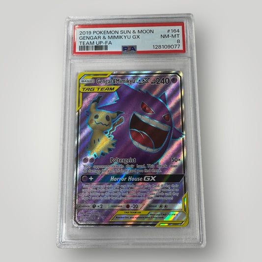 Gengar and Mimikyu Gx PSA 8