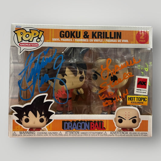 Goku & Krillin 2 Pack Anime Expo 2023 Exclusive Hot Topic Exclusive Dual Signed and Quoted 4 in